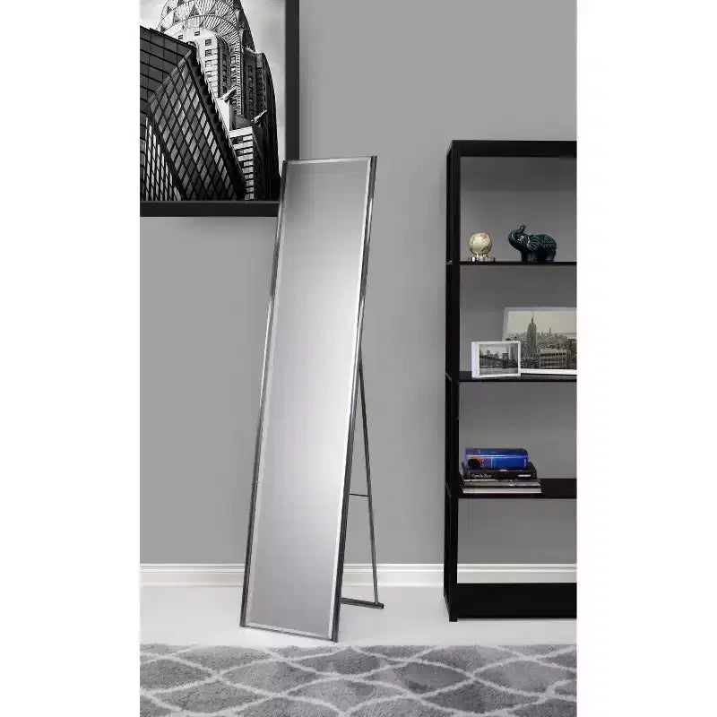 59" Specchio da Terra Alice Argento - Adesso: Cornice in Acciaio color Champagne, Moderno a Tutta Altezza, Nessun Montaggio Richiesto