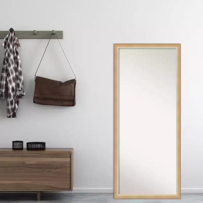 Specchio da terra/appoggio a figura intera incorniciato Eva Ambre da 27" x 63" oro - Amanti Art: Design moderno rettangolare in polistirolo