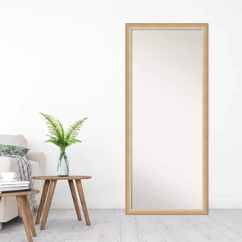 Specchio da terra/appoggio a figura intera incorniciato Eva Ambre da 27" x 63" oro - Amanti Art: Design moderno rettangolare in polistirolo