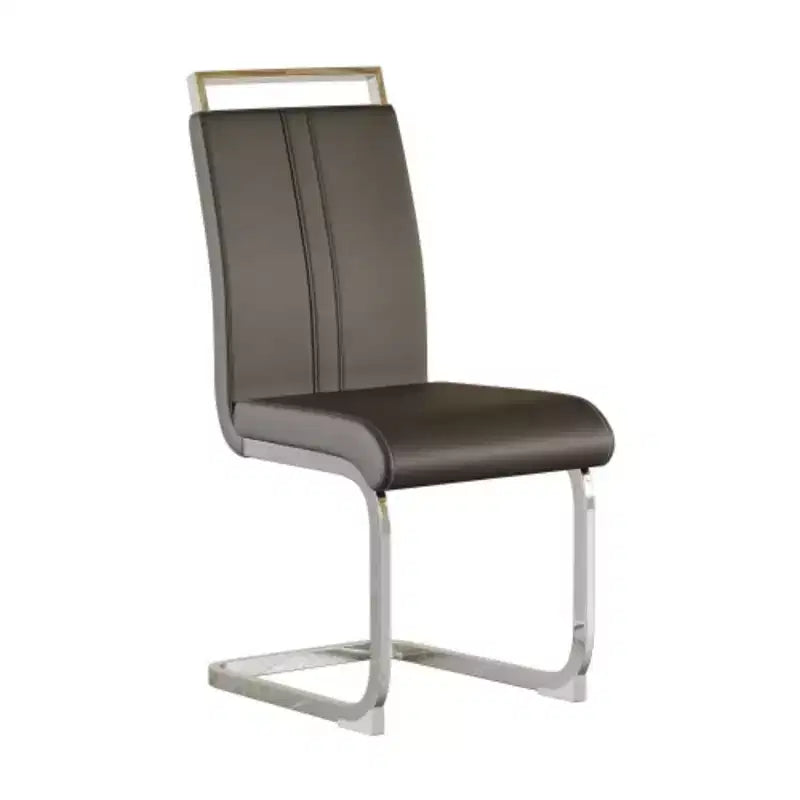 Set di 4 sedie da pranzo moderne con schienale alto in similpelle e gambe in metallo