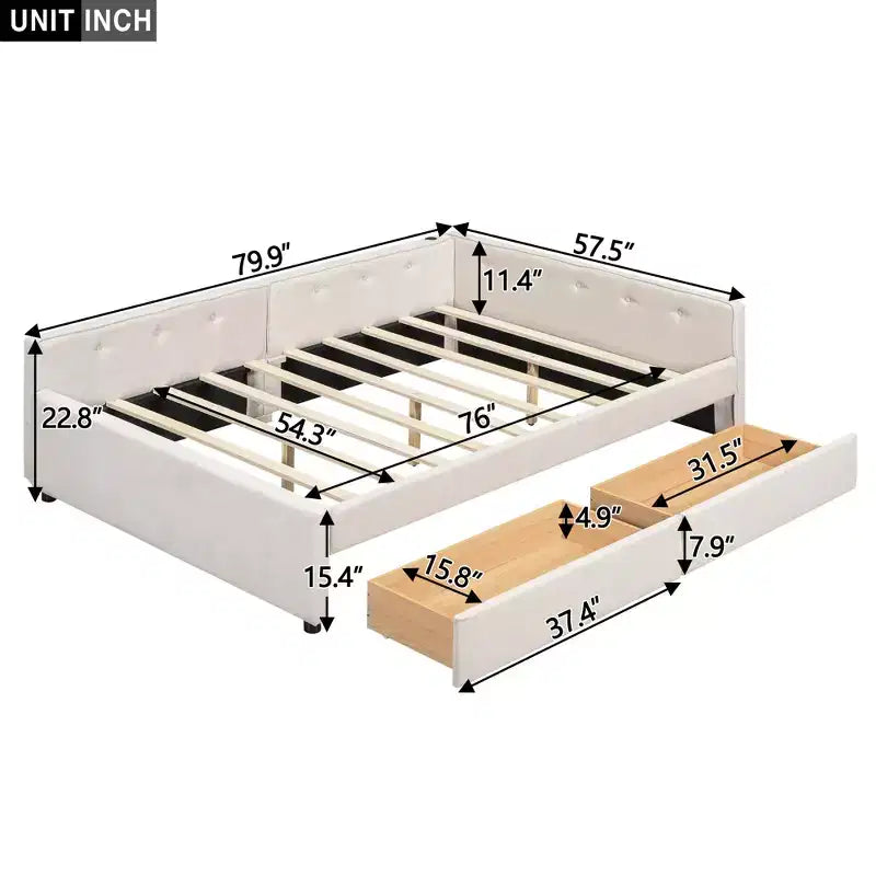 Letto imbottito con piattaforma Queen Size e porte USB