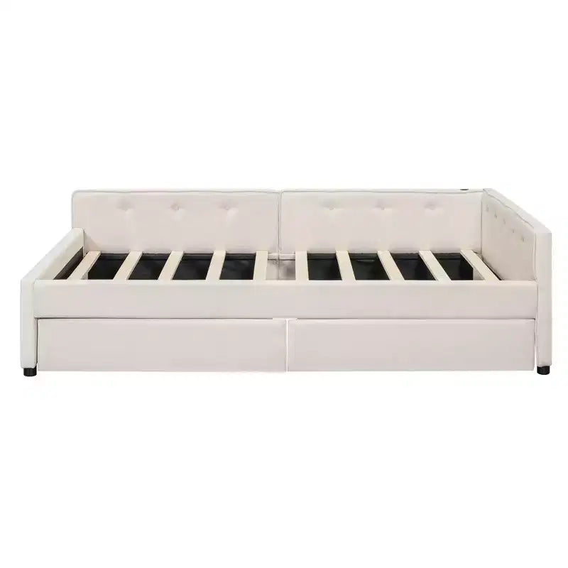Letto imbottito con piattaforma Queen Size e porte USB