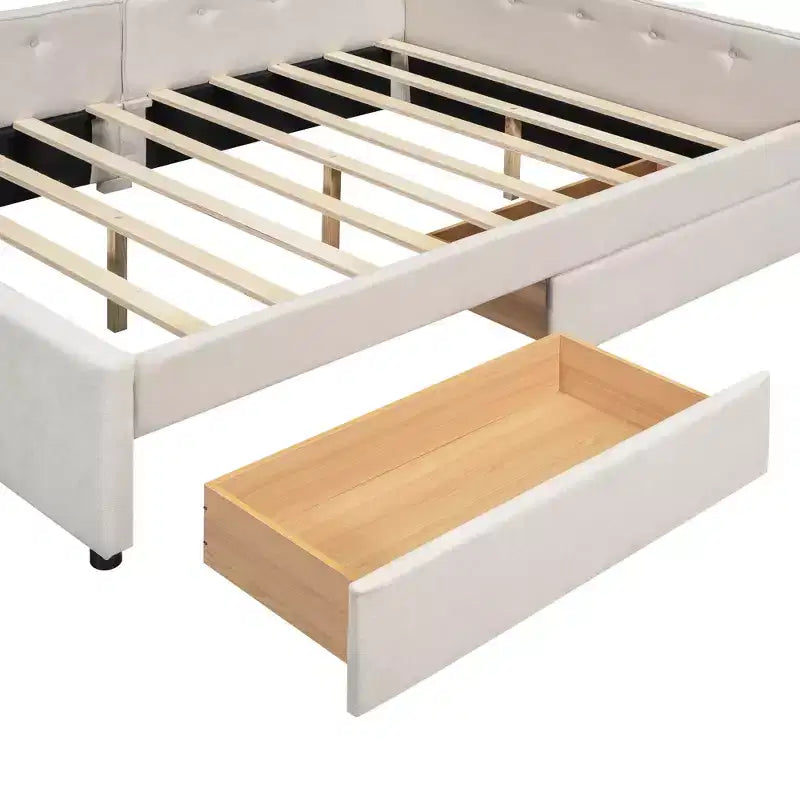 Letto imbottito con piattaforma Queen Size e porte USB