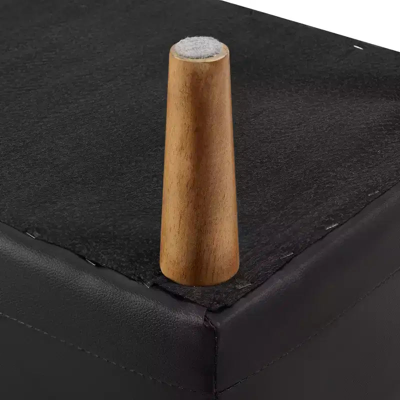 Panca moderna portaoggetti in morbida pelle PU, pouf poggiapiedi con 6,1" di spazio contenitivo profondo per soggiorno o camera da letto, facile da pulire, nero