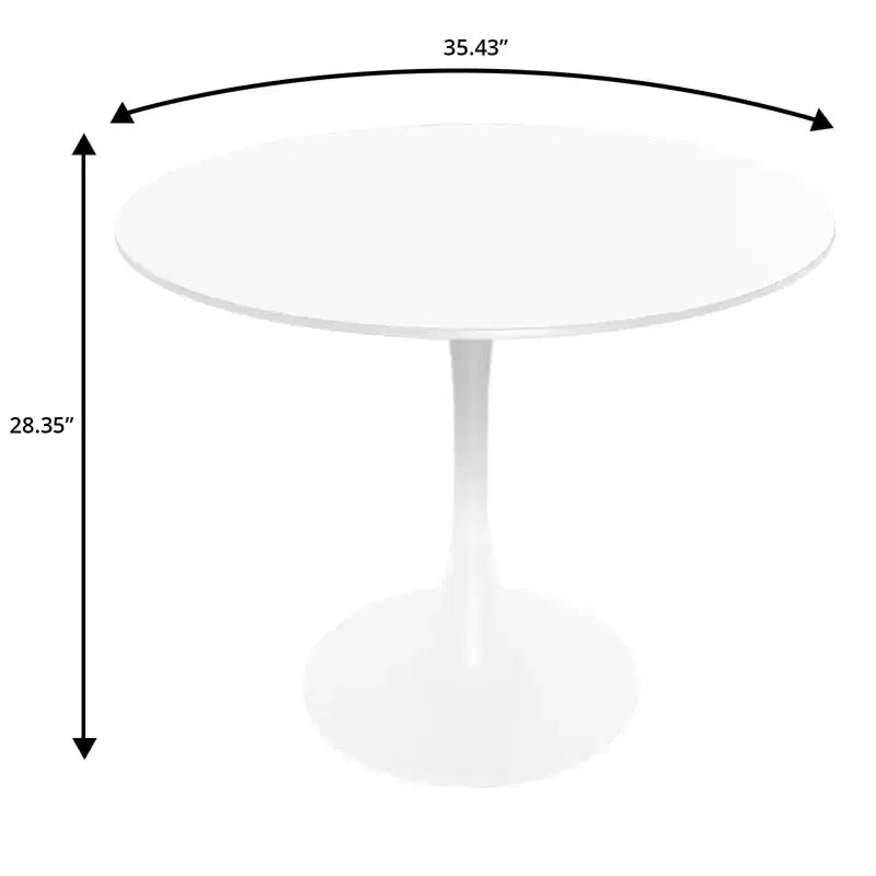 Set da pranzo 5 pezzi Tavolo da pranzo rotondo, 4 sedie da pranzo in plastica Gambe bianche