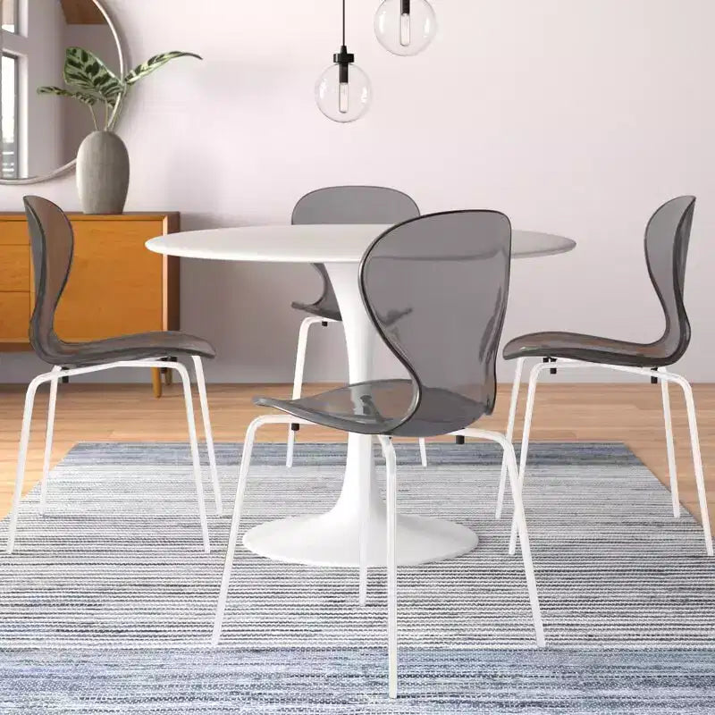 Set da pranzo 5 pezzi Tavolo da pranzo rotondo, 4 sedie da pranzo in plastica Gambe bianche