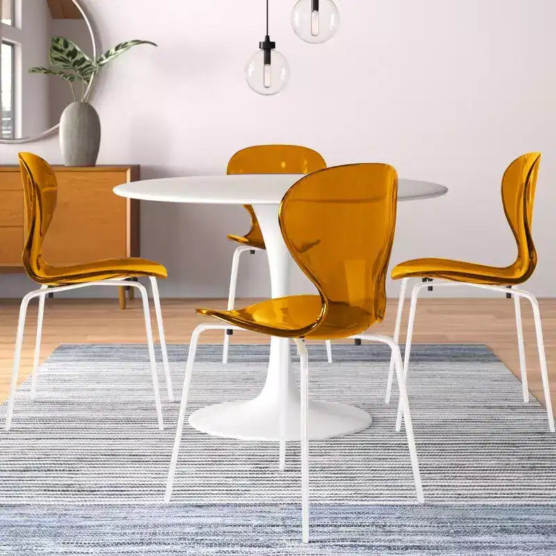 Set da pranzo 5 pezzi Tavolo da pranzo rotondo, 4 sedie da pranzo in plastica Gambe bianche