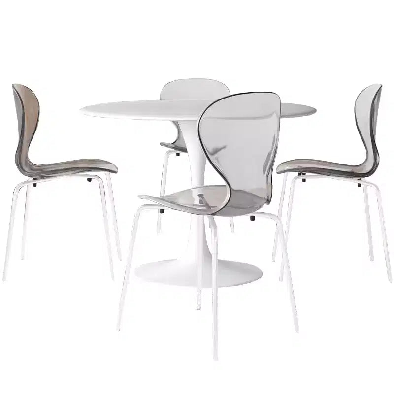 Set da pranzo 5 pezzi Tavolo da pranzo rotondo, 4 sedie da pranzo in plastica Gambe bianche