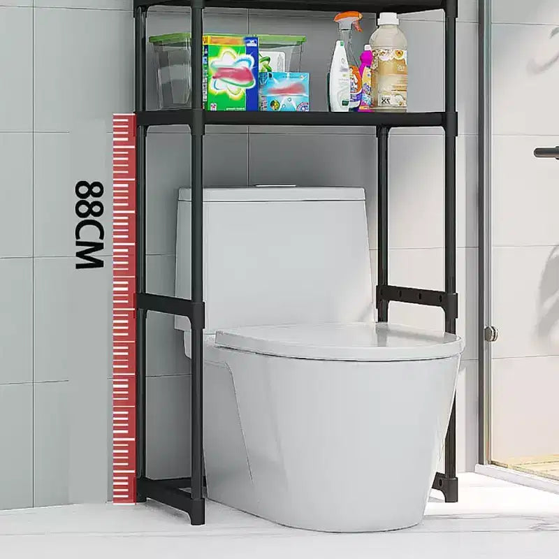 Scaffale alto da bagno a 3 ripiani, organizer salvaspazio sopra il WC con struttura in ferro per asciugamani e accessori
