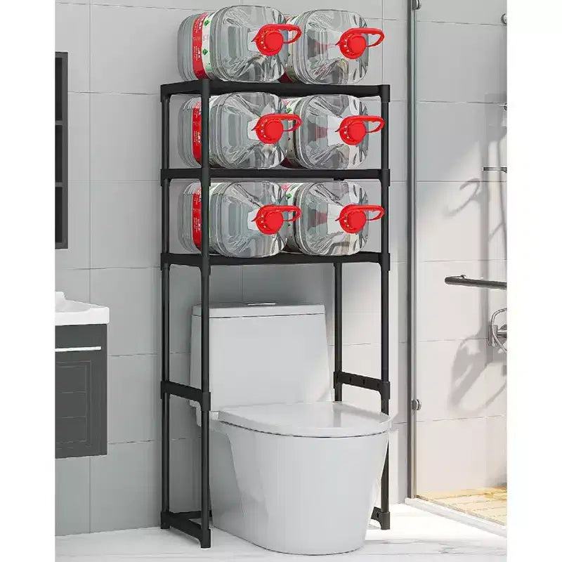 Scaffale alto da bagno a 3 ripiani, organizer salvaspazio sopra il WC con struttura in ferro per asciugamani e accessori