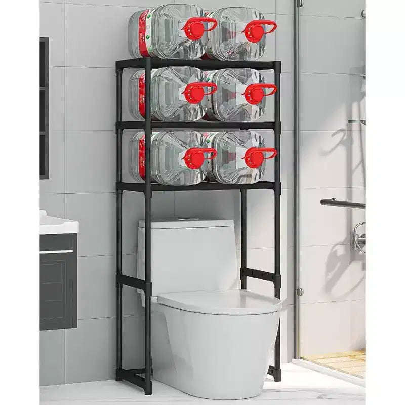 Scaffale alto da bagno a 3 ripiani, organizer salvaspazio sopra il WC con struttura in ferro per asciugamani e accessori