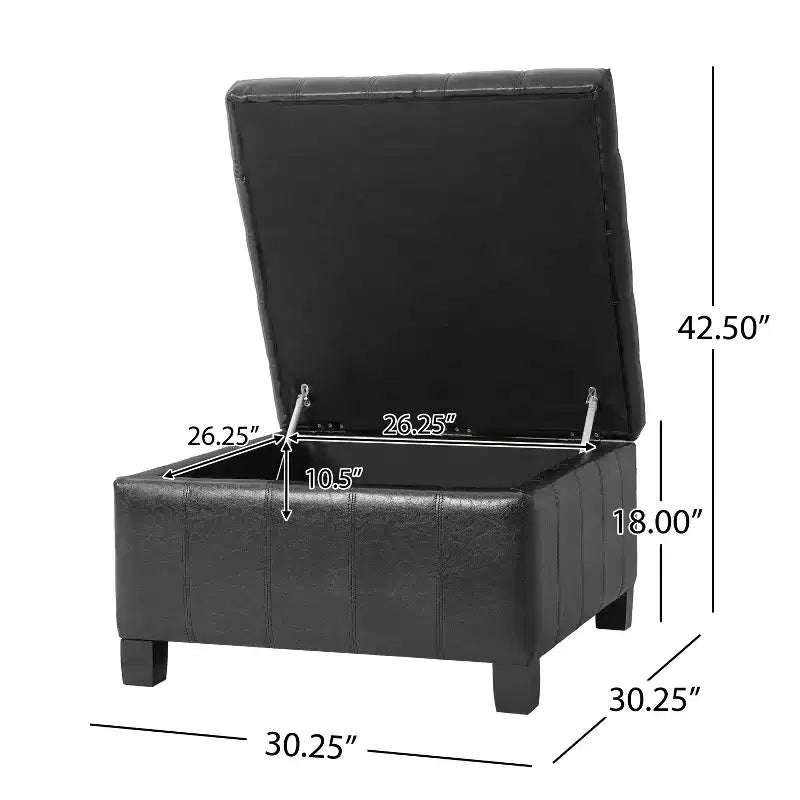 Pouf Contenitore Rigby Contemporaneo Rivestito in Similpelle Trapuntata a Bottoni