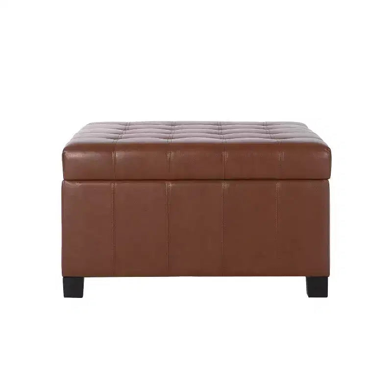 Pouf Contenitore Rigby Contemporaneo Rivestito in Similpelle Trapuntata a Bottoni