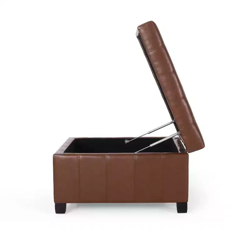 Pouf Contenitore Rigby Contemporaneo Rivestito in Similpelle Trapuntata a Bottoni