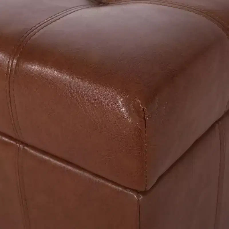 Pouf Contenitore Rigby Contemporaneo Rivestito in Similpelle Trapuntata a Bottoni