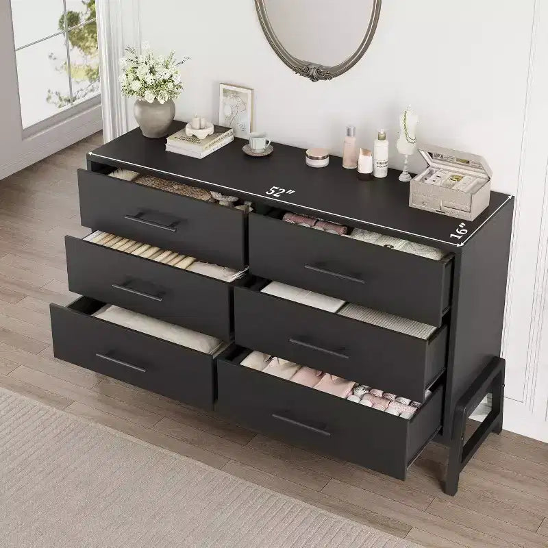 Cassettiera in legno da 52" con ampio cassetto e armadio contenitore, cassettiera verticale per soggiorno, camera da letto, ingresso