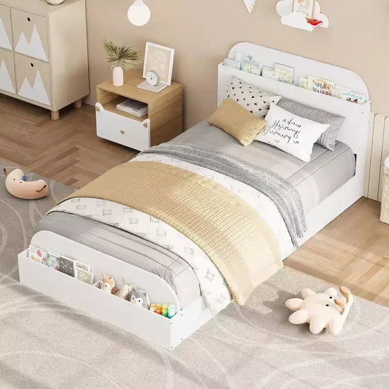Divano Letto Singolo con Secondo Letto Estraibile, Struttura Imbottita con Cassetti Contenitori, Letto Moderno per Soggiorno o Camera da Letto