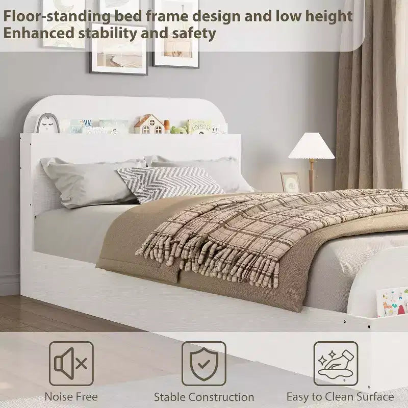 Divano Letto Singolo con Secondo Letto Estraibile, Struttura Imbottita con Cassetti Contenitori, Letto Moderno per Soggiorno o Camera da Letto