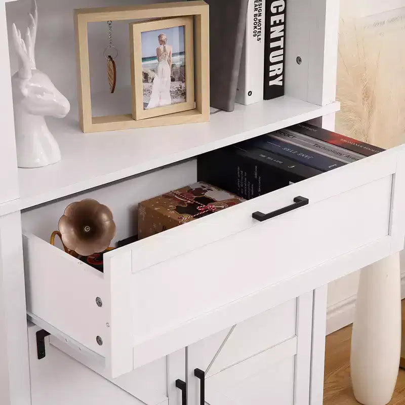Libreria a 6 ripiani in stile rustico alta 72" con ante, mobile e cassetto, libreria in legno con ripiani regolabili per soggiorno, cucina e camera da letto
