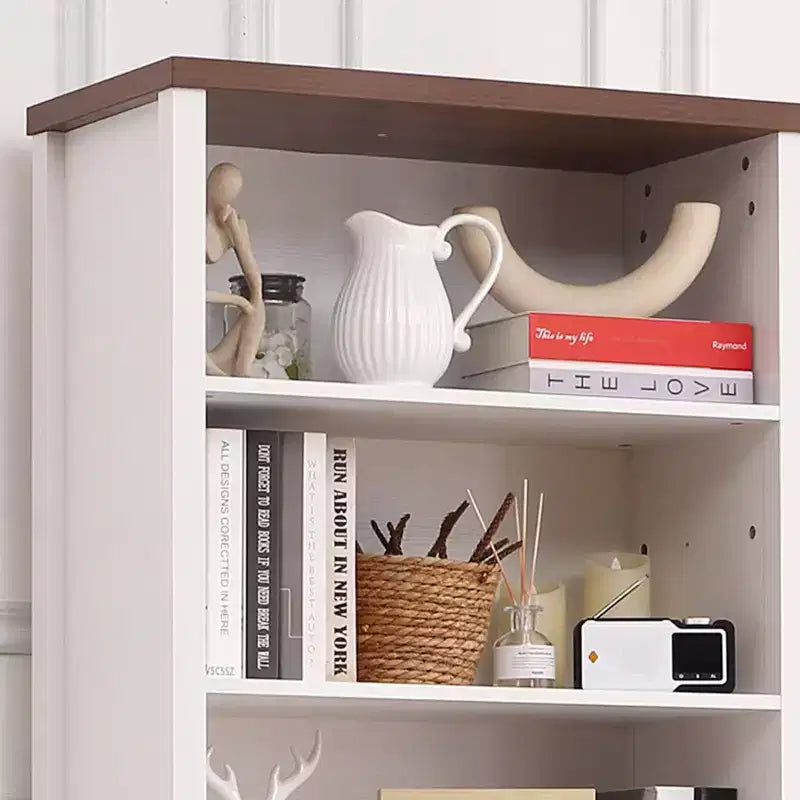 Libreria a 6 ripiani in stile rustico alta 72" con ante, mobile e cassetto, libreria in legno con ripiani regolabili per soggiorno, cucina e camera da letto