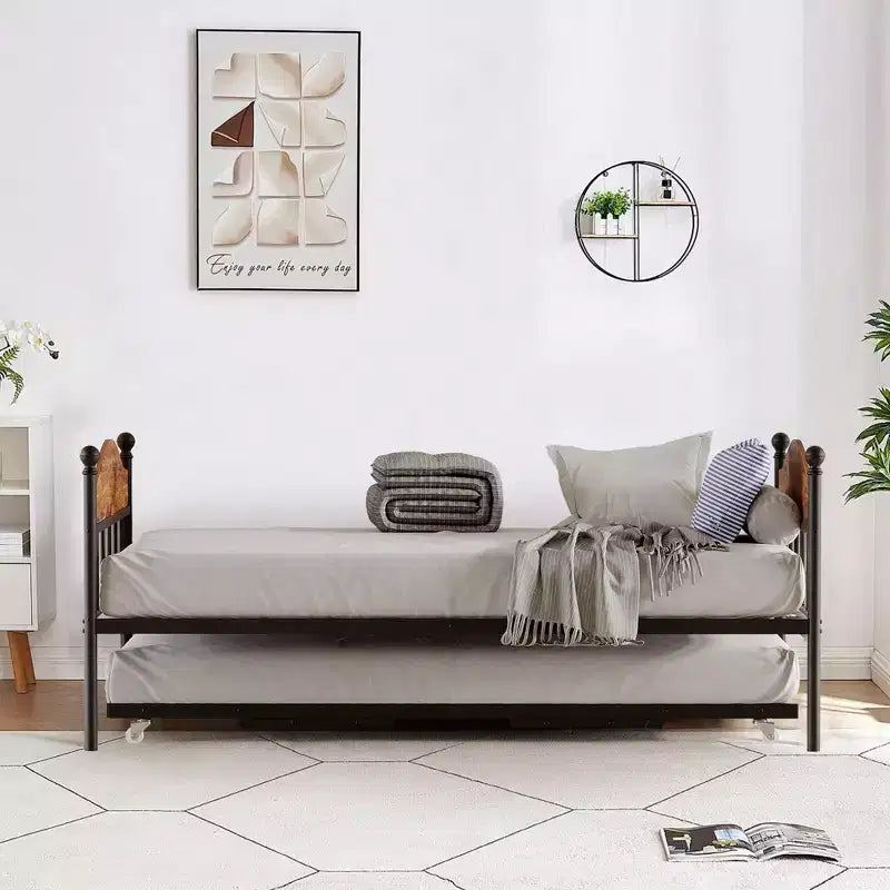 con letto estraibile, letto singolo in metallo, struttura del divano letto con letto estraibile pieghevole, piattaforma con robuste doghe in acciaio per soggiorno, camera da letto
