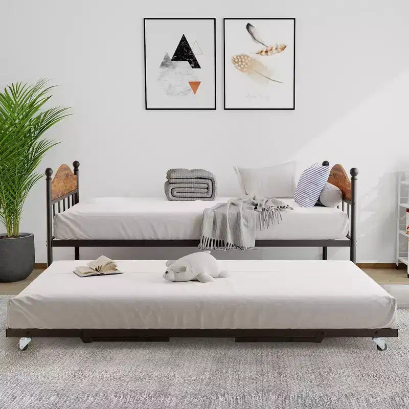 con letto estraibile, letto singolo in metallo, struttura del divano letto con letto estraibile pieghevole, piattaforma con robuste doghe in acciaio per soggiorno, camera da letto