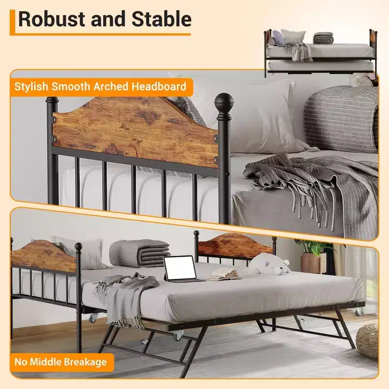 con letto estraibile, letto singolo in metallo, struttura del divano letto con letto estraibile pieghevole, piattaforma con robuste doghe in acciaio per soggiorno, camera da letto