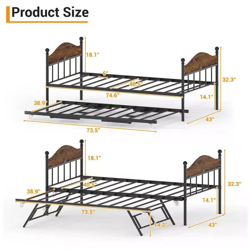 con letto estraibile, letto singolo in metallo, struttura del divano letto con letto estraibile pieghevole, piattaforma con robuste doghe in acciaio per soggiorno, camera da letto