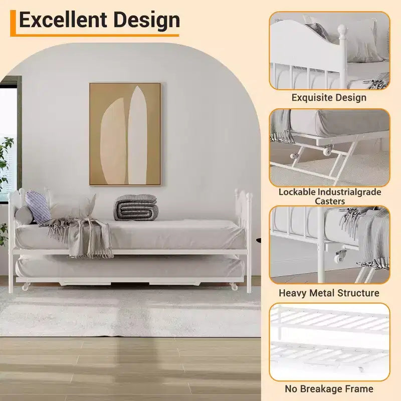 con letto estraibile, letto singolo in metallo, struttura del divano letto con letto estraibile pieghevole, piattaforma con robuste doghe in acciaio per soggiorno, camera da letto