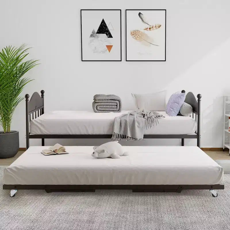 con letto estraibile, letto singolo in metallo, struttura del divano letto con letto estraibile pieghevole, piattaforma con robuste doghe in acciaio per soggiorno, camera da letto