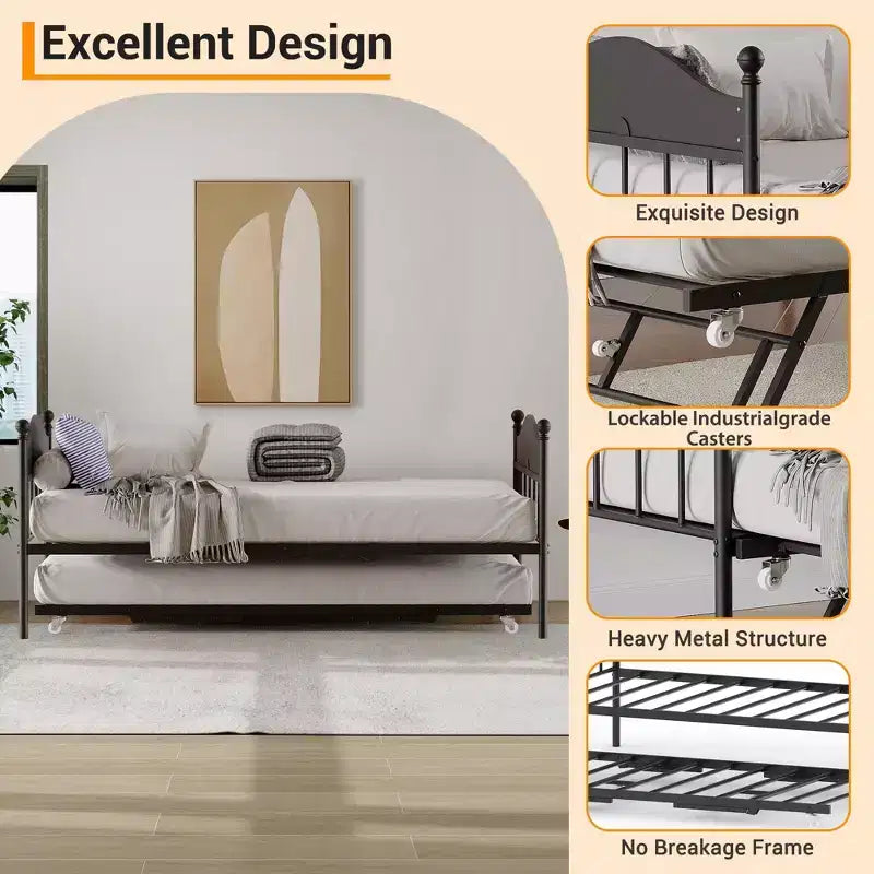 con letto estraibile, letto singolo in metallo, struttura del divano letto con letto estraibile pieghevole, piattaforma con robuste doghe in acciaio per soggiorno, camera da letto