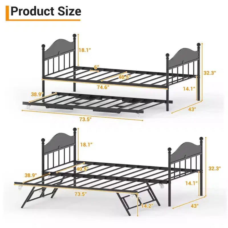 con letto estraibile, letto singolo in metallo, struttura del divano letto con letto estraibile pieghevole, piattaforma con robuste doghe in acciaio per soggiorno, camera da letto