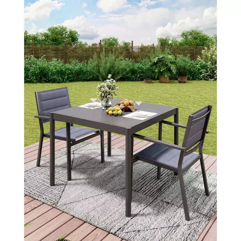 Tavolo da pranzo da esterno nero - Piano in alluminio e struttura in ferro per giardino