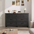 Coolmee 7 Drawers Dresser for Bedroom, Wood Rustic Chest of Drawers with Natural Texture, Storage Dressers Organizer for Bedroom, Living Room