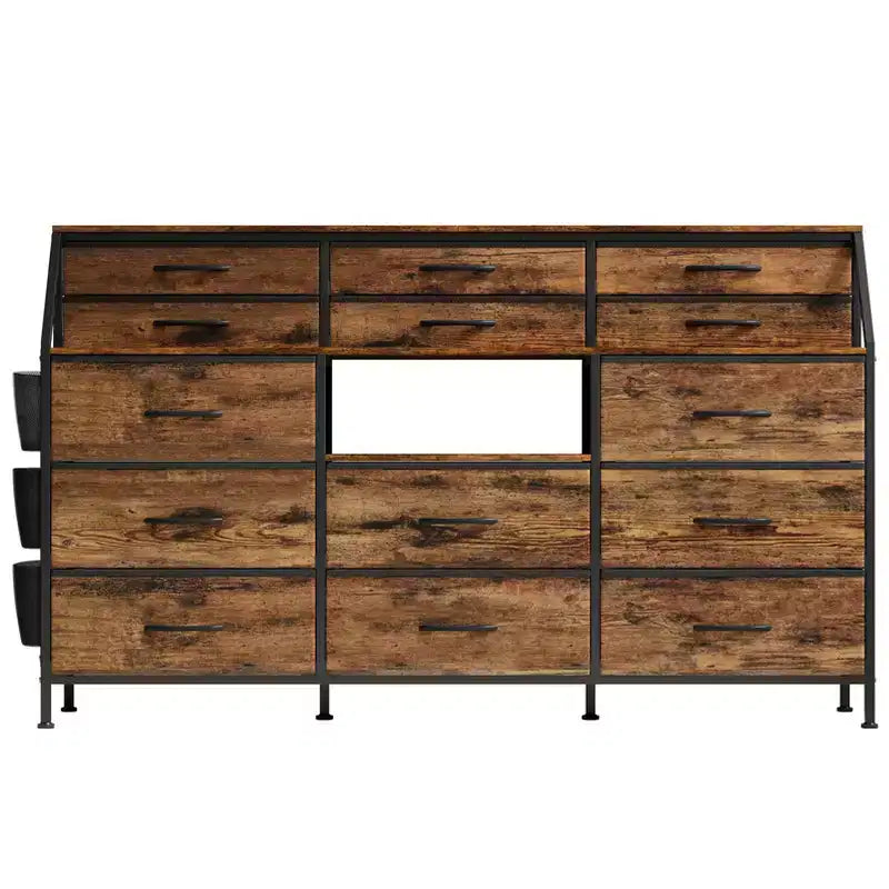 per camera da letto con 14 cassetti, comò da 55 W con tasca laterale, cassettiere e comò in tessuto con ripiani, telaio robusto, piano in legno