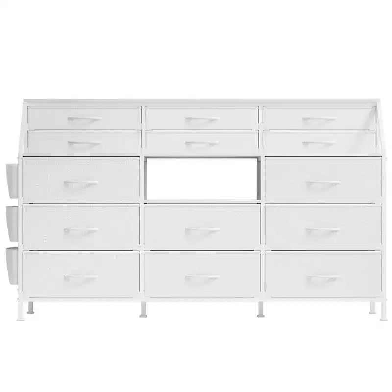 per camera da letto con 14 cassetti, comò da 55 W con tasca laterale, cassettiere e comò in tessuto con ripiani, telaio robusto, piano in legno