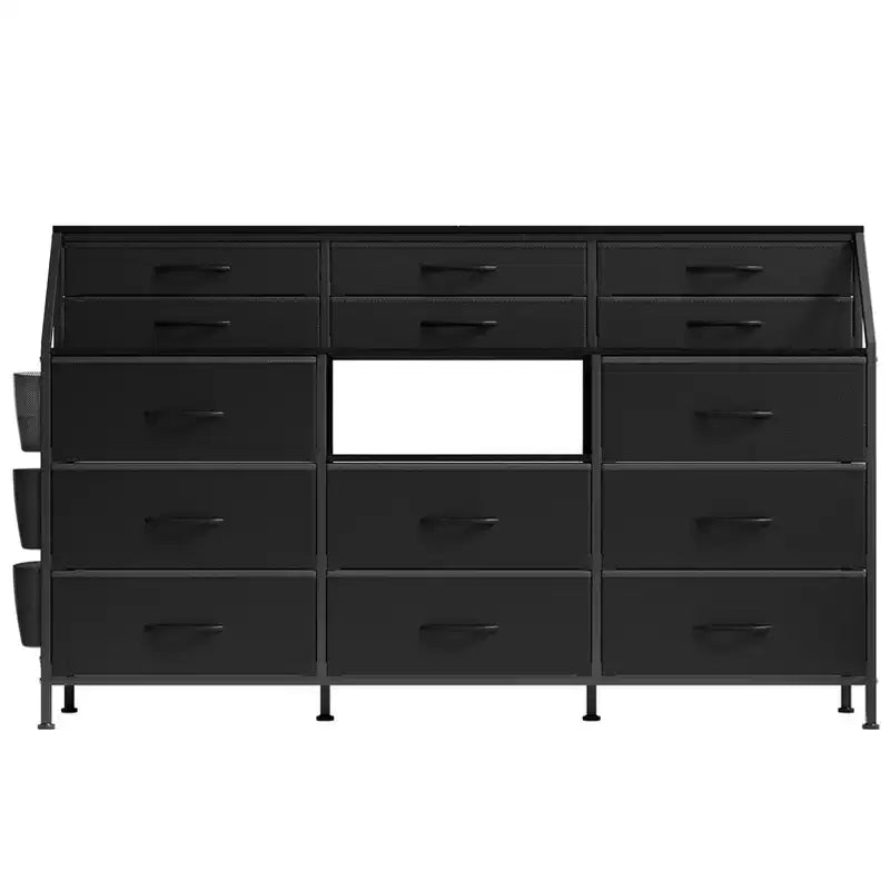 per camera da letto con 14 cassetti, comò da 55 W con tasca laterale, cassettiere e comò in tessuto con ripiani, telaio robusto, piano in legno