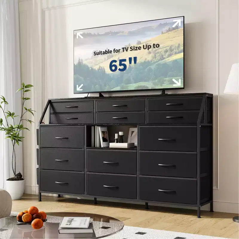 per camera da letto con 14 cassetti, comò da 55 W con tasca laterale, cassettiere e comò in tessuto con ripiani, telaio robusto, piano in legno