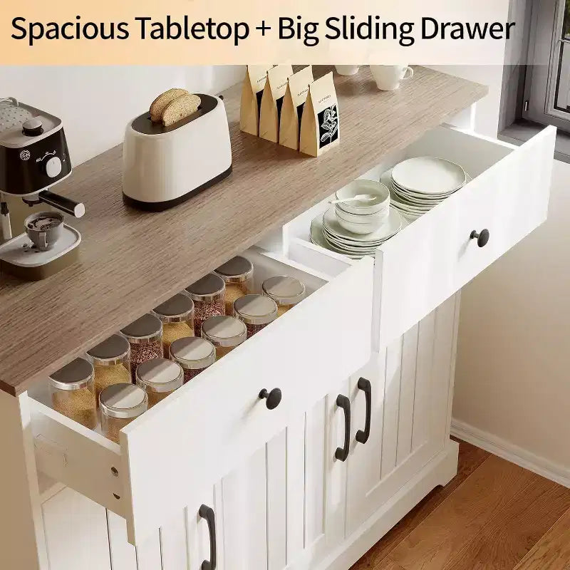 Mobile credenza da 42,5" per fattoria - Credenza con cassetti e ripiano regolabile per sala da pranzo