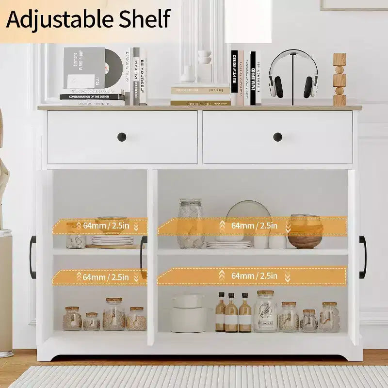 Mobile credenza da 42,5" per fattoria - Credenza con cassetti e ripiano regolabile per sala da pranzo