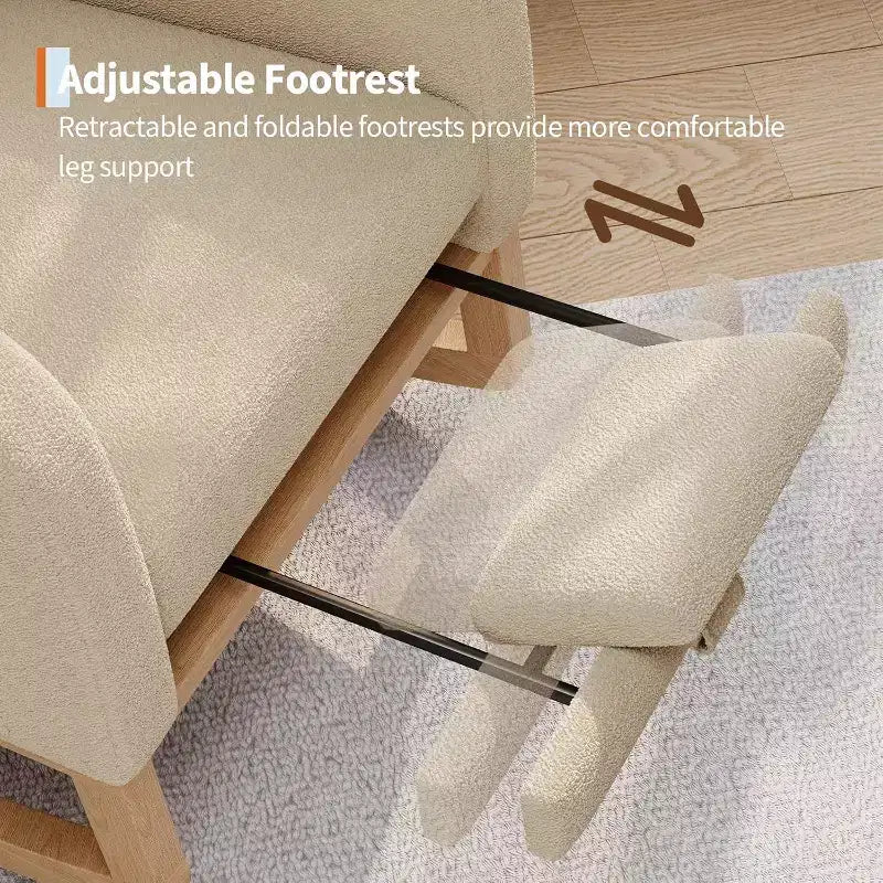 Sedia a Dondolo da Asilo Nido in Pile Teddy - Moderna Sedia a Dondolo con Schienale Alto e Robuste Gambe in Legno Comoda Poltrona per Soggiorno Camera da Letto Asilo Nido