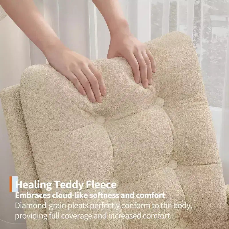 Sedia a Dondolo da Asilo Nido in Pile Teddy - Moderna Sedia a Dondolo con Schienale Alto e Robuste Gambe in Legno Comoda Poltrona per Soggiorno Camera da Letto Asilo Nido