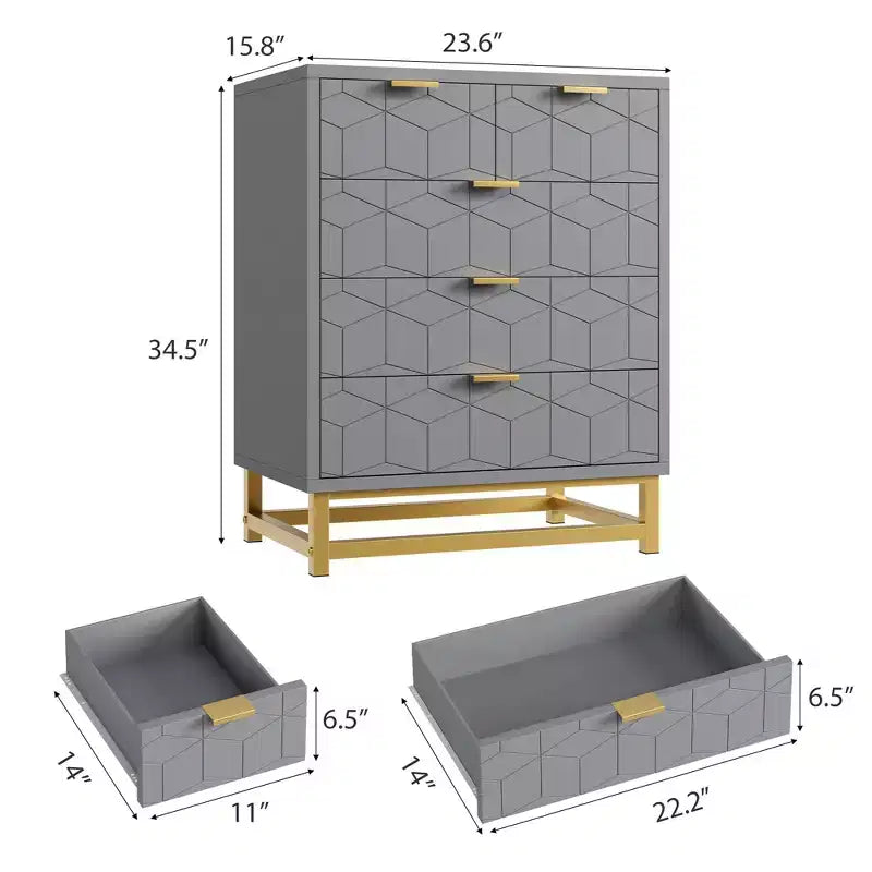 per camera da letto, comò nero a 5 cassetti con gambe in metallo, ampio organizer moderno per soggiorno e ingresso