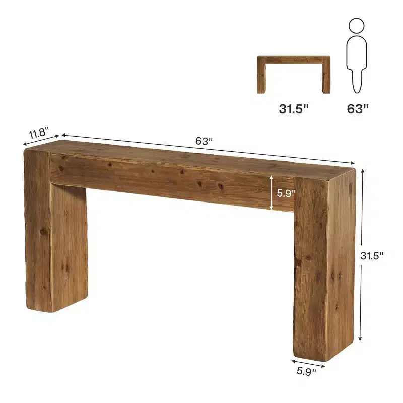 Tavolo da ingresso/foyer in legno massello, stile rustico