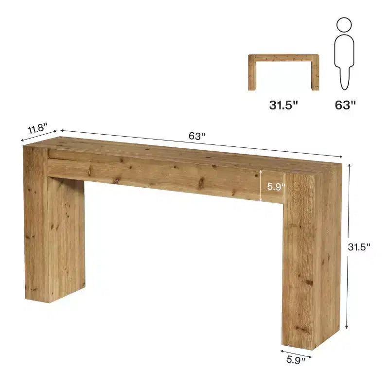 Tavolo da ingresso/foyer in legno massello, stile rustico