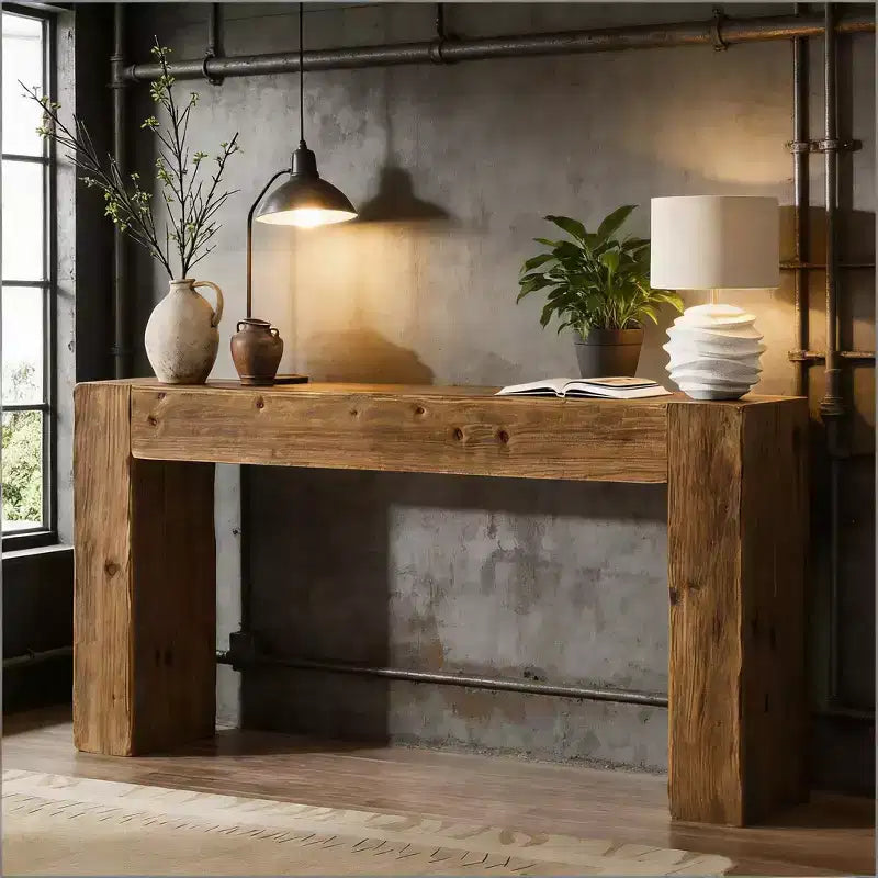 Console Table, Solid Wood Farmhouse Sofa Foyer Table for Entryway