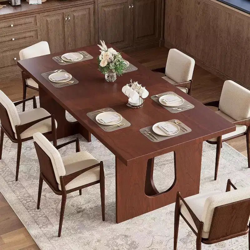 71 Tavolo da Pranzo Moderno per 6-10 Persone, Tavolo da Cucina Rettangolare per Riunioni di Famiglia con Robusta Base a Piedistallo