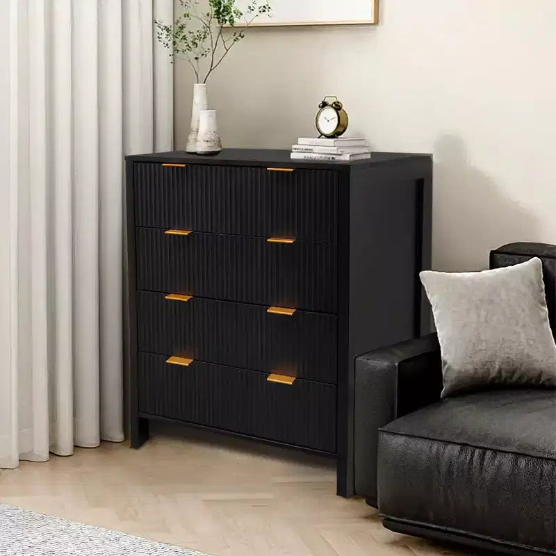 per camera da letto, comò in legno massiccio stile farmhouse a 4 cassetti, cassettiera vintage con gambe affusolate