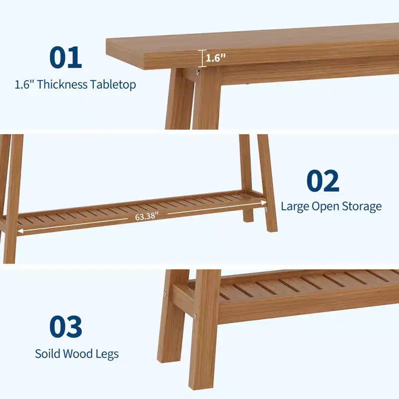 Tavolo da ingresso in legno da 71 pollici con contenitore, tavolo consolle stretto a 2 ripiani in stile rustico, per soggiorno, corridoio, ingresso, dietro il divano, facile da montare