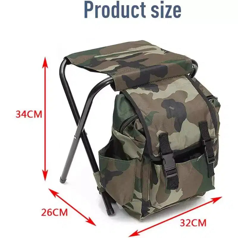 Sedia Zaino Portatile Pieghevole per Alpinismo e Pesca, Sgabello in Tessuto Oxford con Carico Massimo 100 kg per Campeggio, Escursionismo e Viaggi
